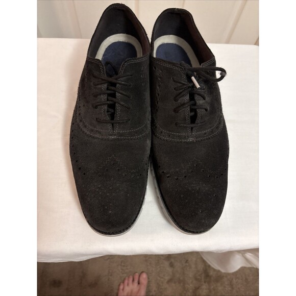 Cole Haan ZERØGRAND Wingtip Oxford Midnight Black Suede Men’s C30273 EUC, Sz 12M - Picture 3 of 8